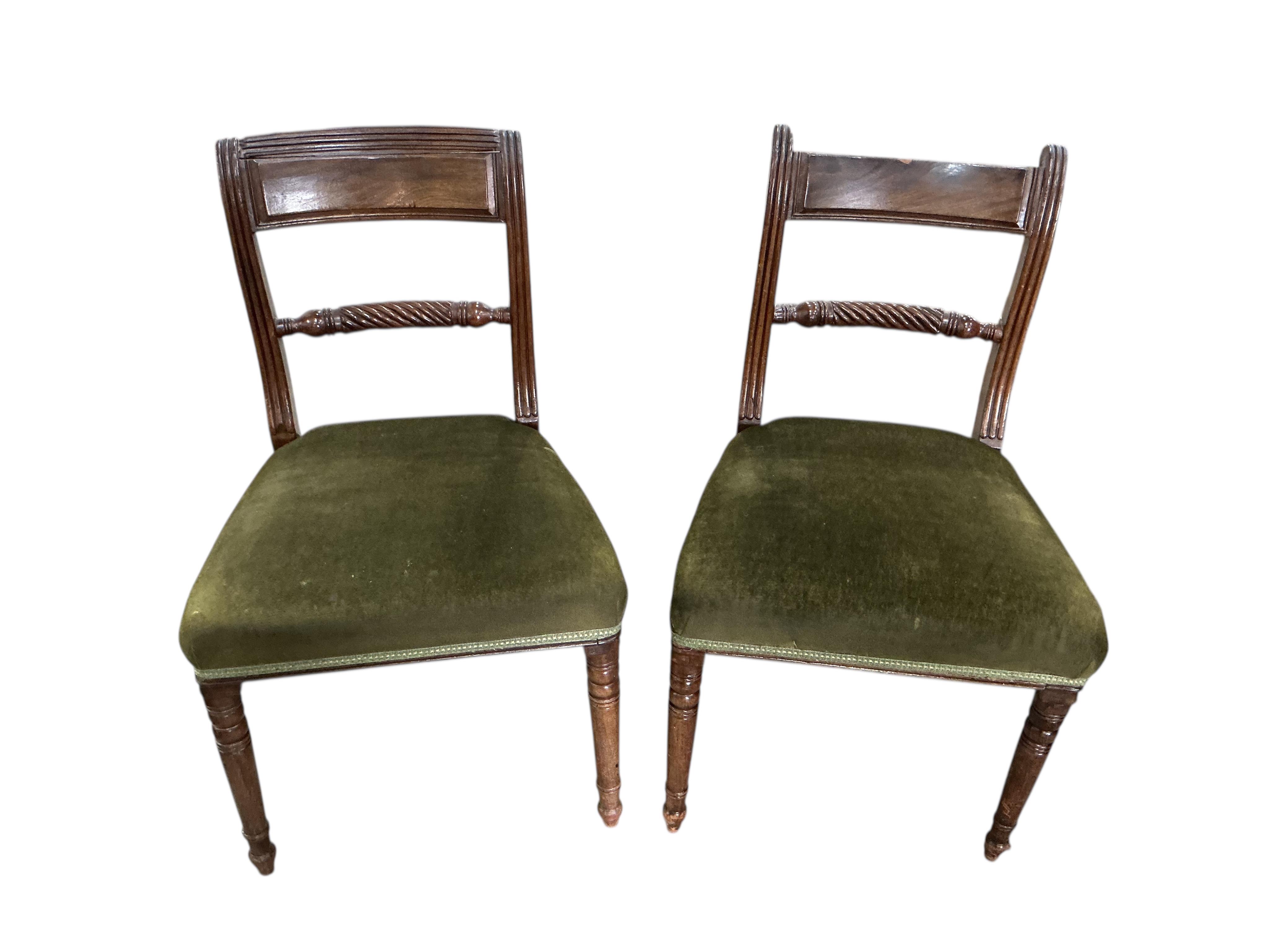 A set of four Regency style mahogany dining chairs, a.f.